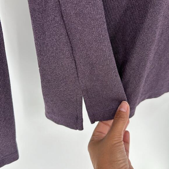 Athleta Untempo Ribbed Henley Long Sleeve Tee purple casual  thumb holes size S - Picture 5 of 8
